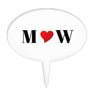 Customize Couple initials A Loves B red heart Cake Topper