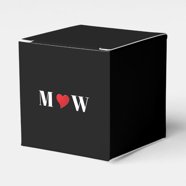 Customize Couple initials A Loves B red heart Favor Boxes (Front Side)