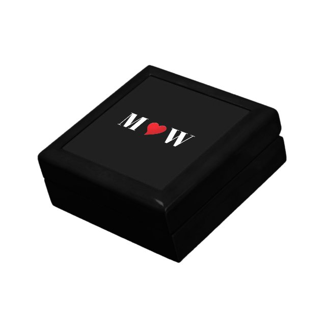 Customize Couple initials A Loves B red heart Gift Box (Side)