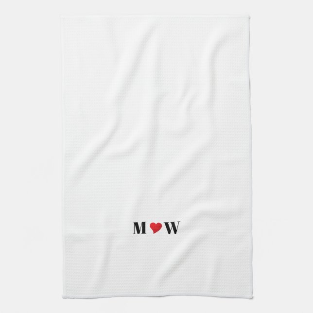 Customize Couple initials A Loves B red heart Kitchen Towel (Vertical)