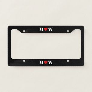 Customize Couple initials A Loves B red heart License Plate Frame