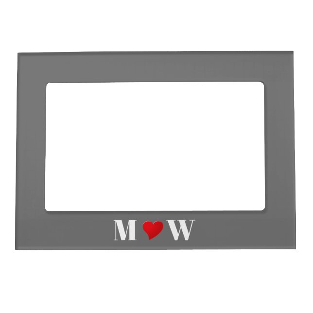 Customize Couple initials A Loves B red heart Magnetic Frame (Front)
