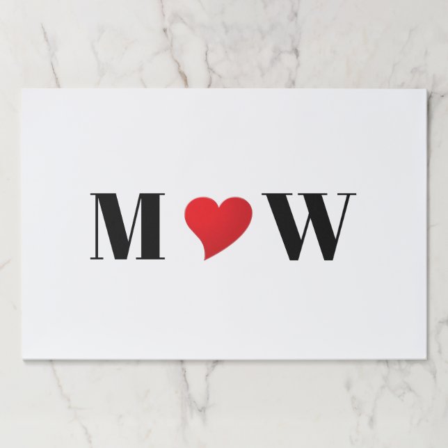 Customize Couple initials A Loves B red heart Paper Pad (Front)