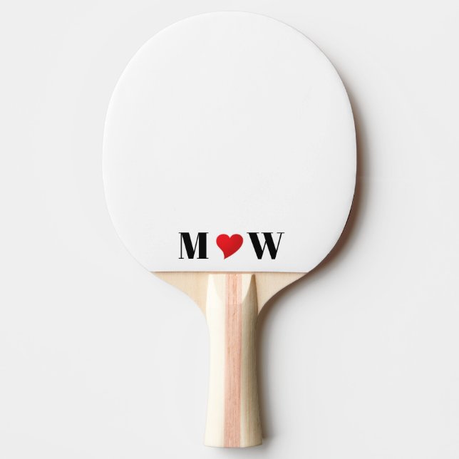 Customize Couple initials A Loves B red heart Ping Pong Paddle (Front)