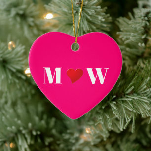 Customize Couple initials A Loves B red heart pink Ceramic Ornament