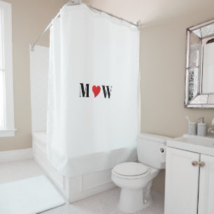 Customize Couple initials A Loves B red heart Shower Curtain