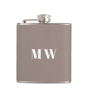 Customize Couple initials Wedding Favors greige Flask