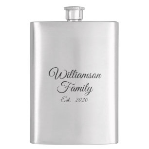 Customize Couple's, family name, year, Business Flask