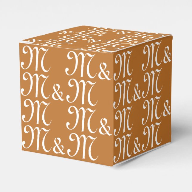 Customize couple's Initials monogram Brown bronze Favor Boxes (Front Side)