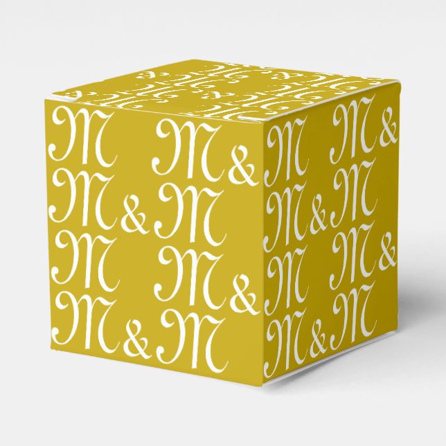 Customize couple's Initials monogram mustard gift Favor Boxes (Front Side)