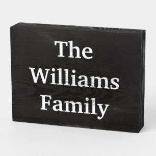 Customize Couple's last name family name black whi Wooden Box Sign