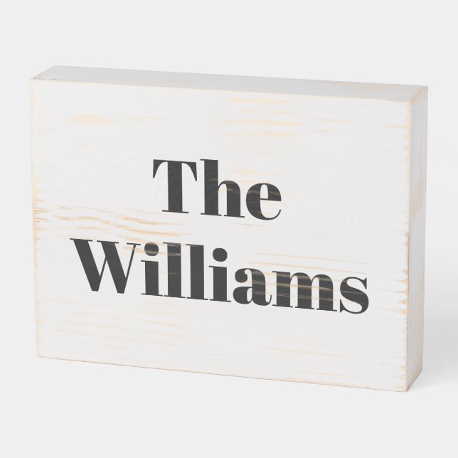 Customize Couple's last name, family name Wooden Box Sign (Angled Horizontal)