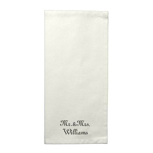 Customize Couple's last name Mr. & Mrs. ivory Cloth Napkin (Half Fold)