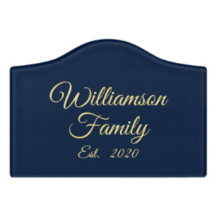 Customize Couple's last name, year, business blue Door Sign