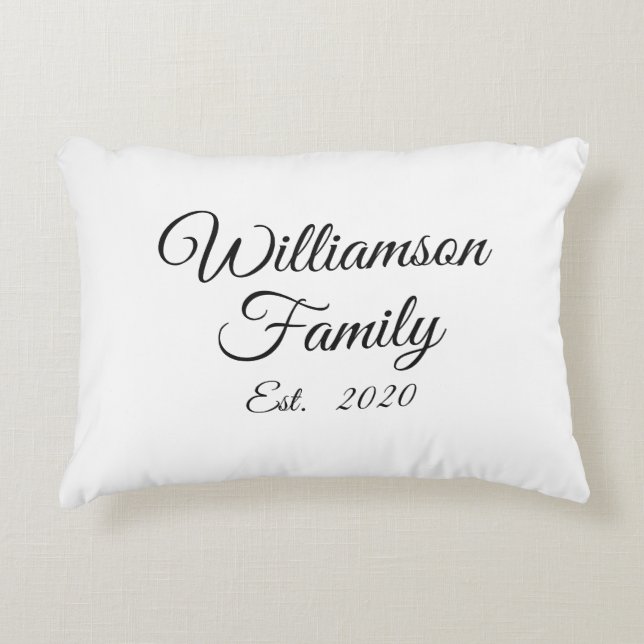Customize Couple's last name, year, number Accent Pillow (Front)