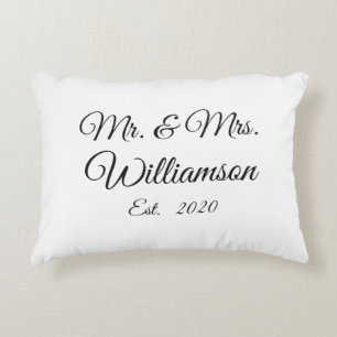 Customize Couple's last name, year, number Accent Pillow
