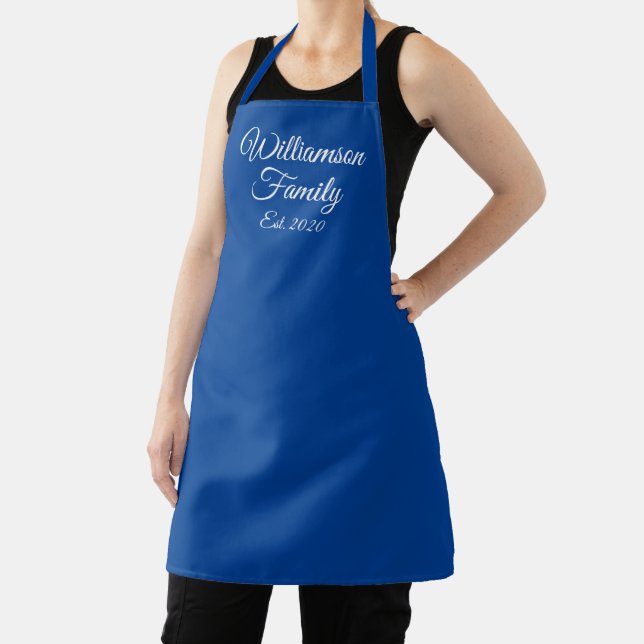 Customize Couple's last name, year number blue Apron (Insitu)