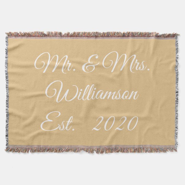 Customize Couple's last name, year, number camel Throw Blanket (Front)