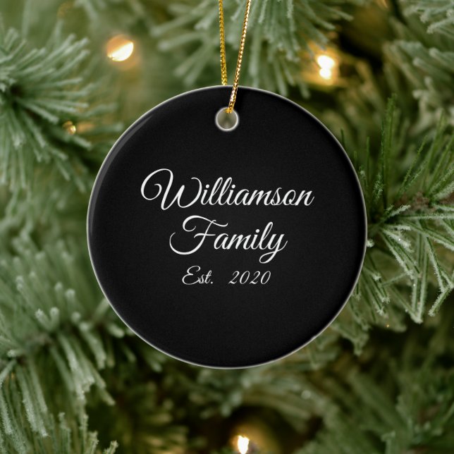 Customize Couple's last name, year, number Ceramic Ornament (Tree)
