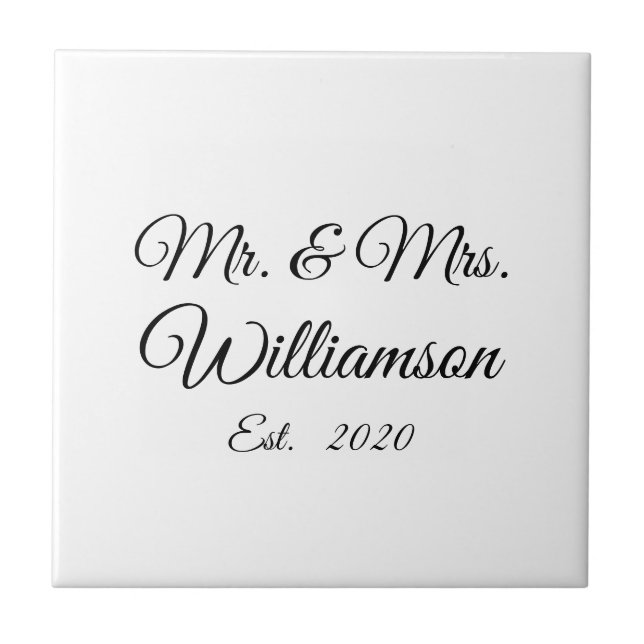 Customize Couple's last name, year, number Ceramic Tile (Front)