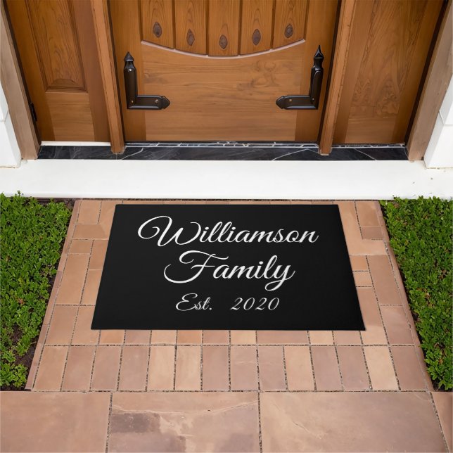 Customize Couple's last name, year, number Doormat (Outdoor)