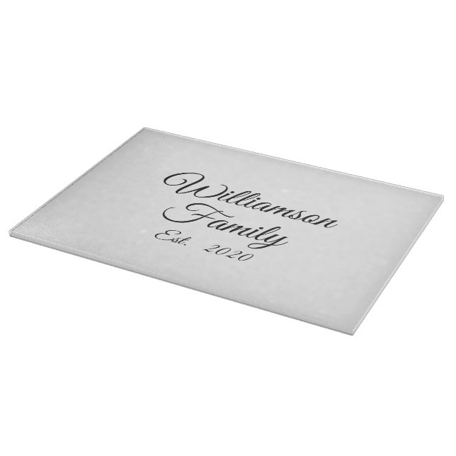 Customize Couple's last name, year, number glass Cutting Board (Corner)