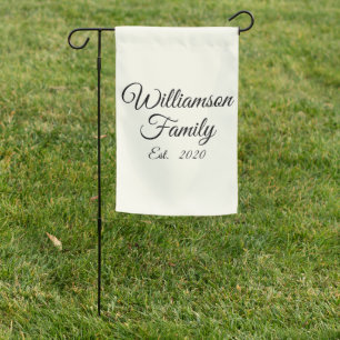 Customize Couple's last name, year, number Ivory Garden Flag