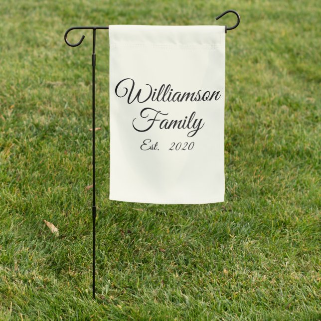Customize Couple's last name, year, number Ivory Garden Flag (In SItu)