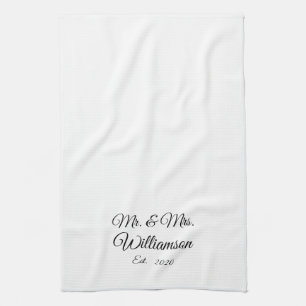 Customize Couple's last name, year, number Kitchen Towel