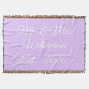 Customize Couple's last name, year number lavender Throw Blanket