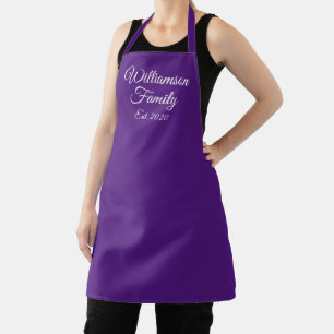 Customize Couple's last name, year number purple Apron