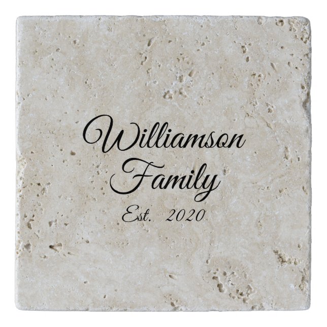 Customize Couple's last name, year, number stone Trivet (Front)