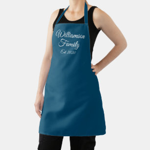 Customize Couple's last name, year number teal Apron