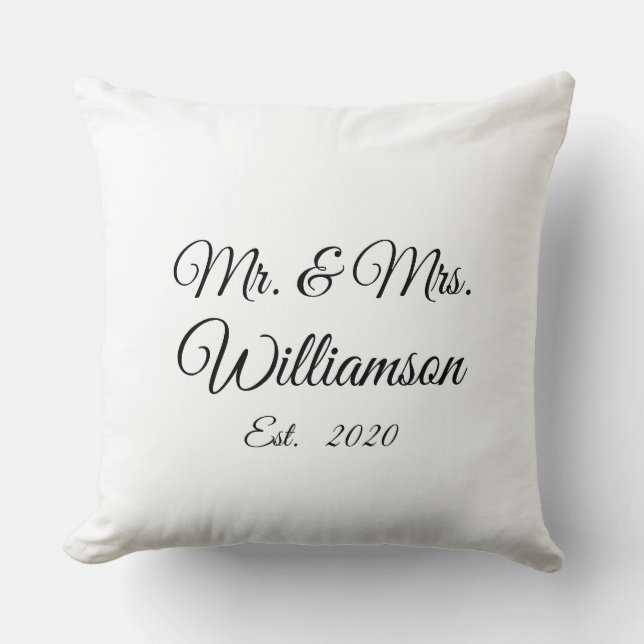 Customize Couple's last name, year, number Throw Pillow (Front)