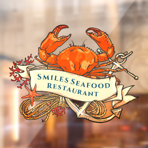 Customize Crab Seafood Anchor Restaurant Front Window Cling