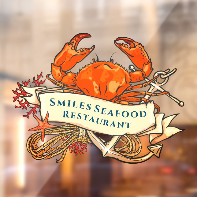 Customize Crab Seafood Anchor Restaurant Front Window Cling (Sheet 2)