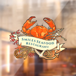 Customize Crab Seafood Anchor Restaurant Front Window Cling