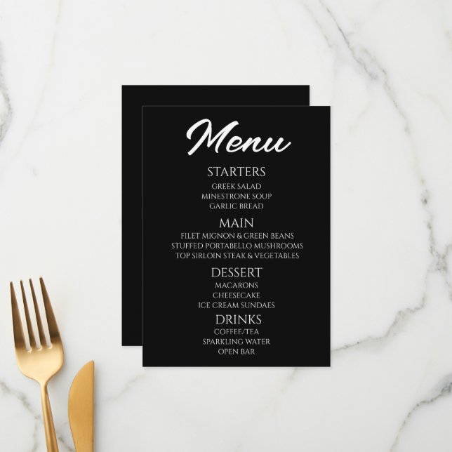Customize - Create Your Own Black Menu (Front/Back In Situ)