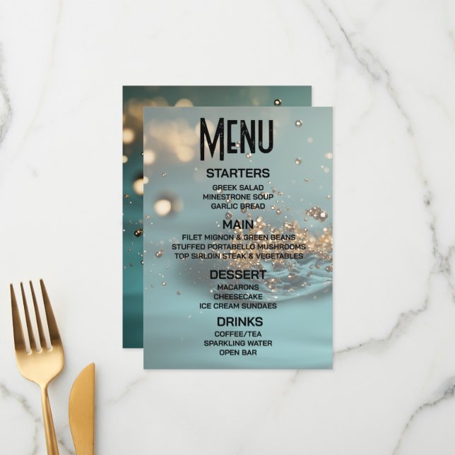 Customize - Create Your Own Green & Gold Bubbles Menu (Front/Back In Situ)