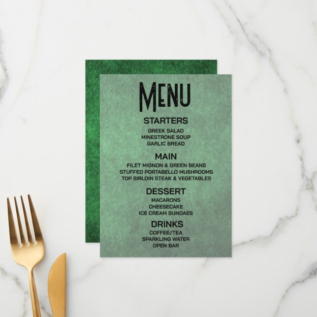 Customize - Create Your Own Green Grunge Texture Menu (Front/Back In Situ)
