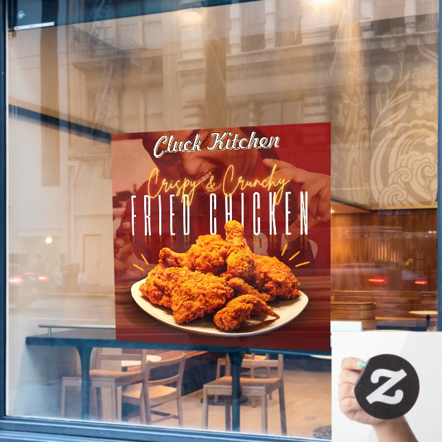 Customize Crispy Crunchy Fried Chicken Promo Window Cling (Cafe Window)