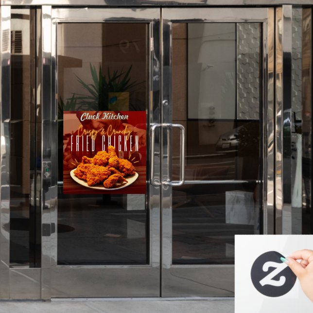 Customize Crispy Crunchy Fried Chicken Promo Window Cling (Office Door)