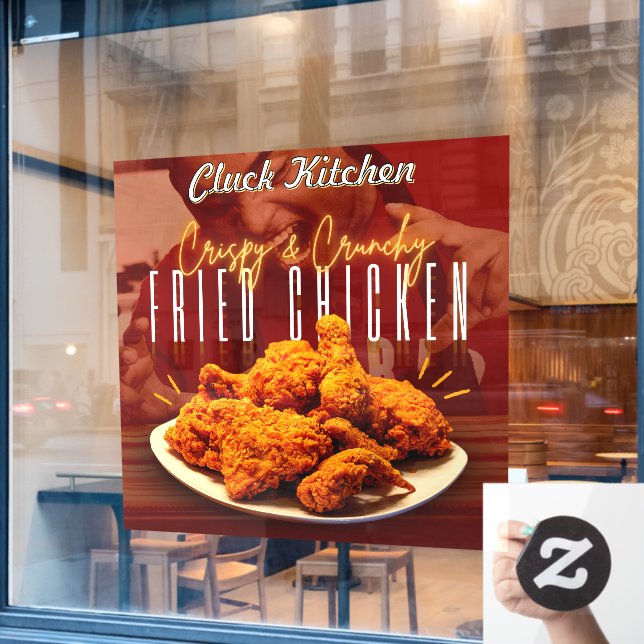 Customize Crispy Crunchy Fried Chicken Promo Window Cling (Cafe Window)