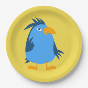 Customize Cute Blue Bird Paper Plates