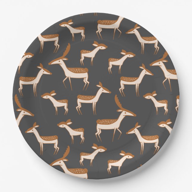 Customize Cute Deer Design Paper Plates (Front)