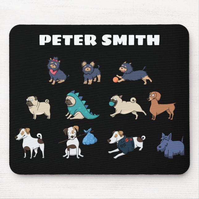 Customize Cute Doggy Design with Name Mouse Pad (Front)