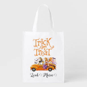 Customize Cute Gnome Truck Trick or Treat Tote Bag