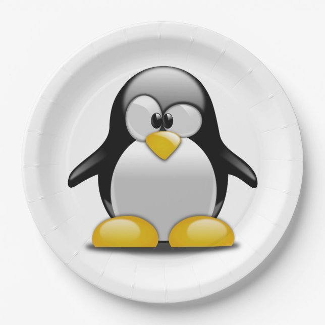 Customize Cute Penguin Party Plate for Kids (Front)