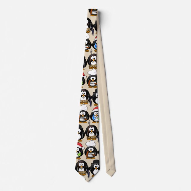 Customize Cute Penguins for Party Tie (Front)