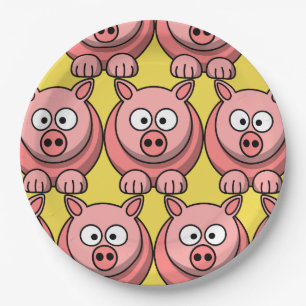 Customize Cute Pig Paper Plates